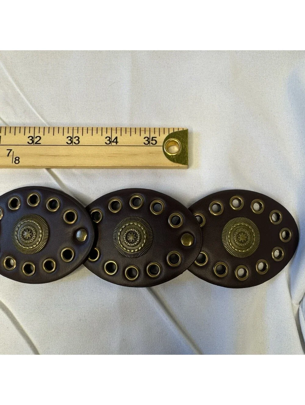 Unbranded Concho Disc Belt S/M Brown Boho Western Grommet Oval Buckle NWOT